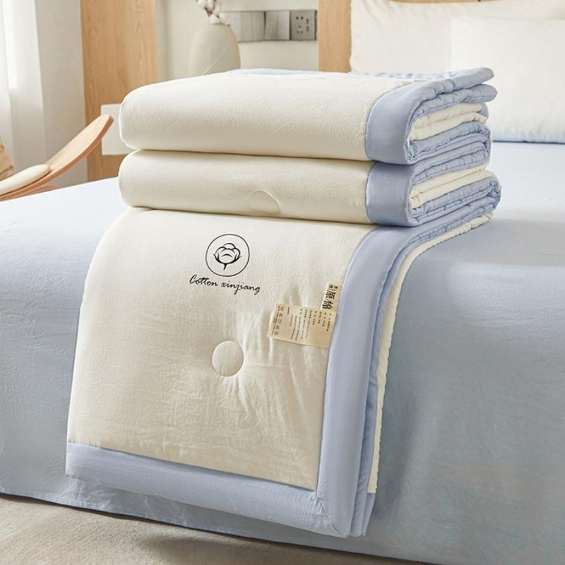 1pc Unprinted Cotton Quilt  Cool Summer Air Conditioning  Solid Color  Skin Friendly  Washable  Lightweight