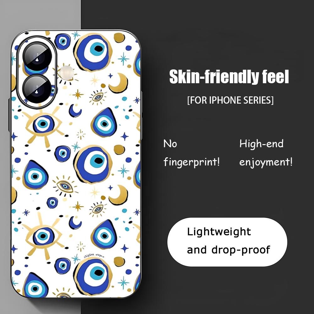 Blue Evil Eye Popular pattern Phone Case For iPhone 17 16 15 14 13 12 11 X XR XS 8 Plus Mini Pro Max Soft black Shockproof Cover