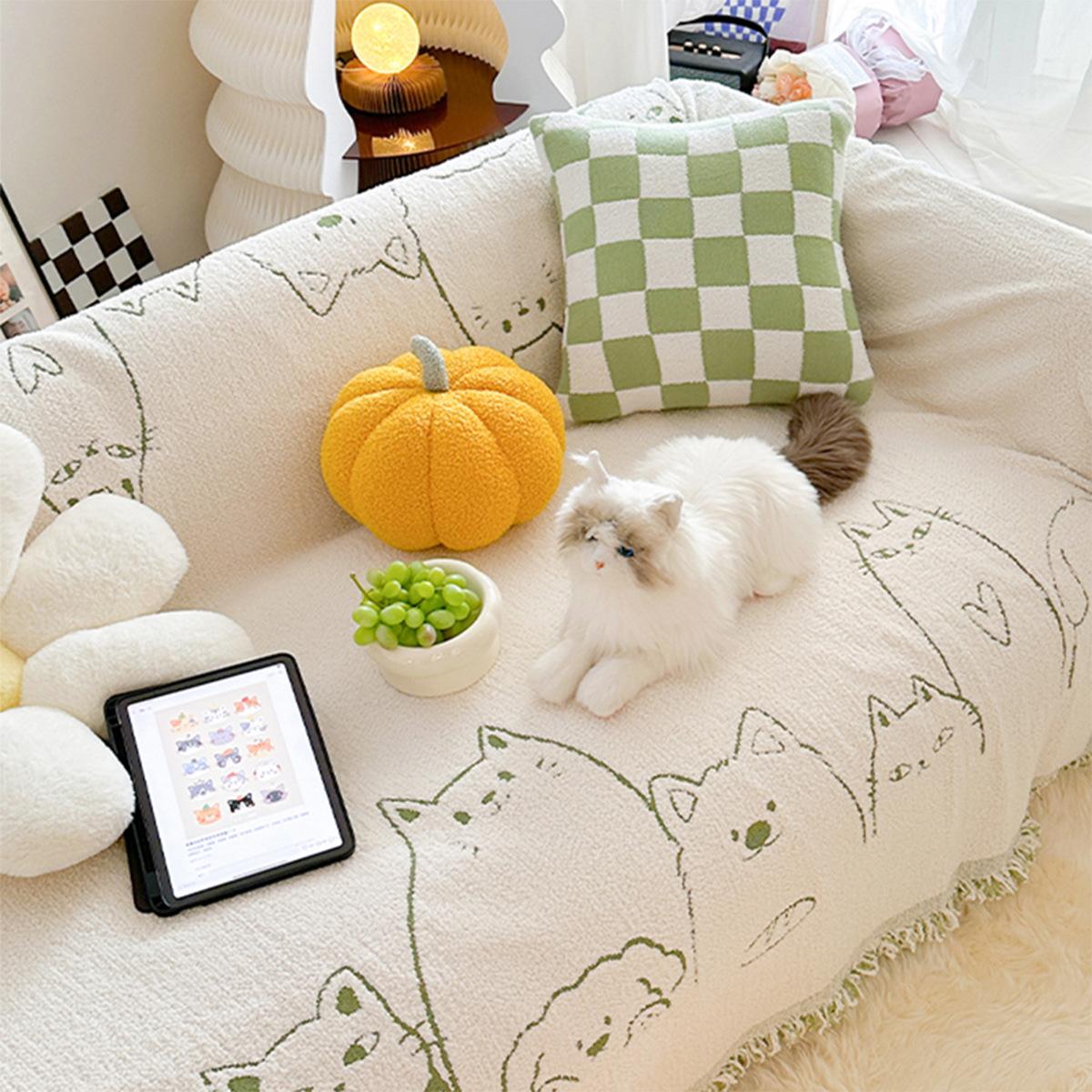 

Современный чехол для дивана из шенилла на весь сезон, универсальный простой дизайн, двухсторонний чехол для дивана с защитой от кошек для домашнего декора 180x130cm