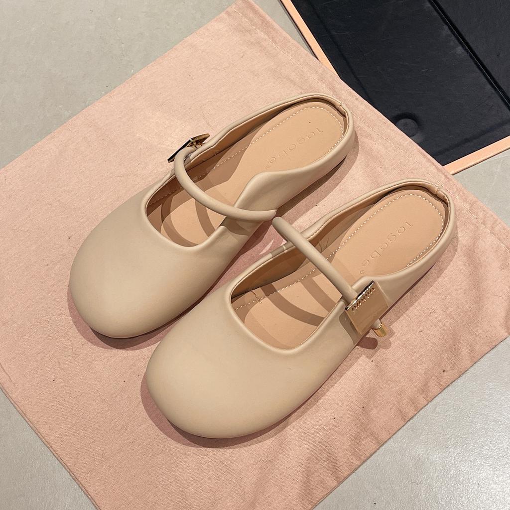 2025 new summer bag head half slippers fashion casual lazy one pedal heelless beanie shoes French slippers