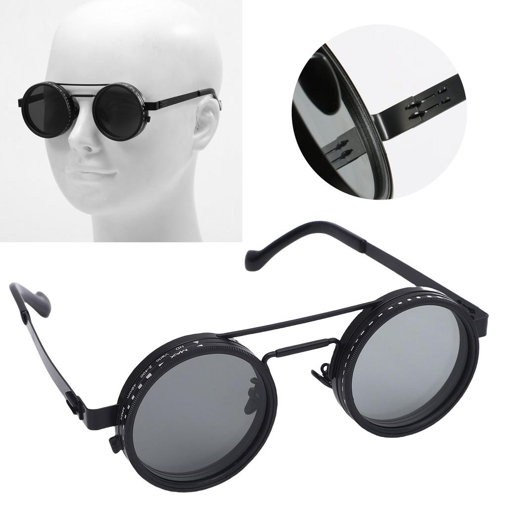 Adjustable Tint Sunglasses 9 Gears ND2-400 Round Polarized Sunglasses for Outdoor Adventures