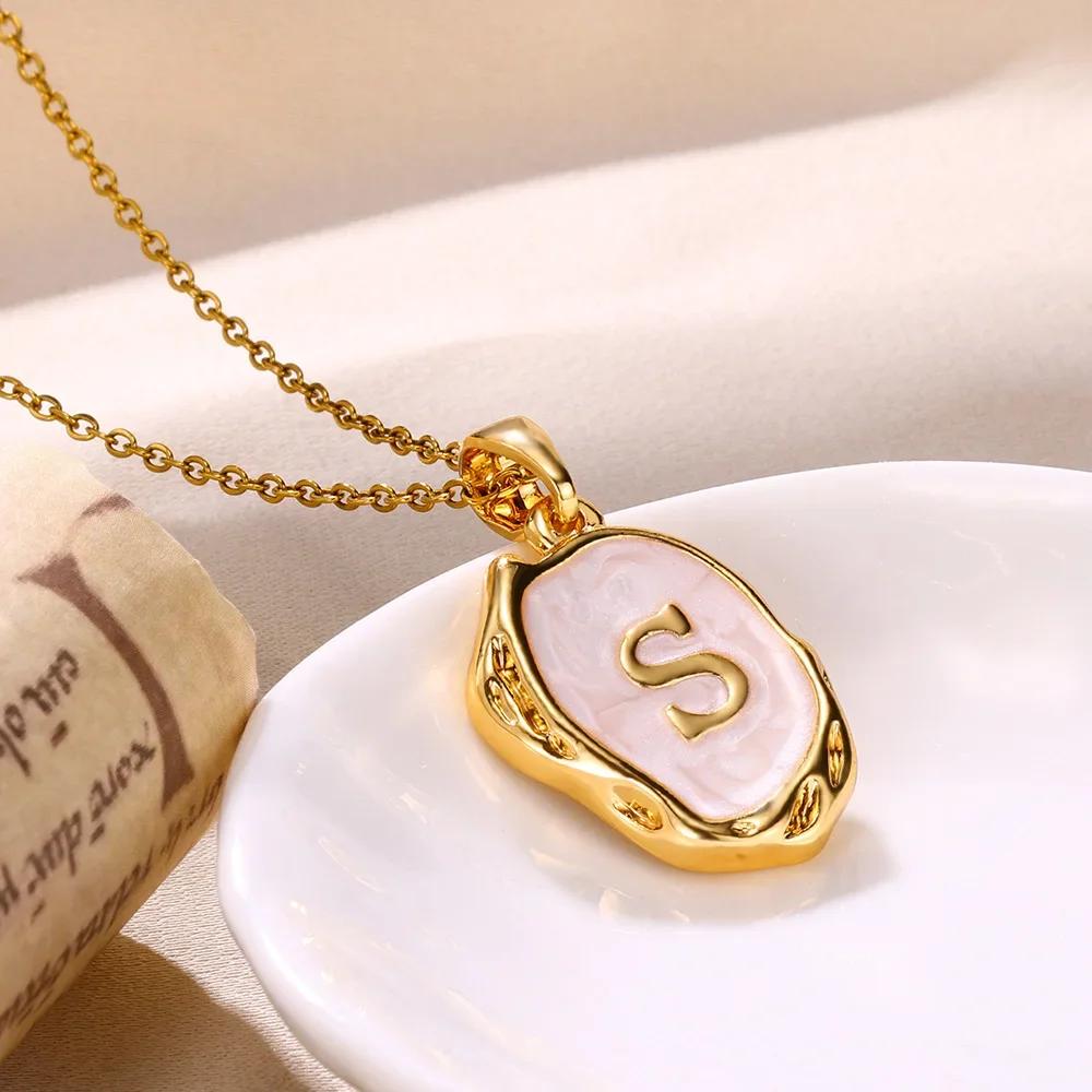 Y2K Metal Drip Oil 26 Letter Necklaces for Women Men Alphabet A-Z Initials Pendant Necklace Aesthetic Jewelry Gift