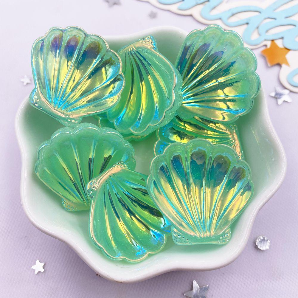 10PCS Colorful AB Resin Glitter Shells Flat Back Cabochon Stone Scrapbook DIY Bow Decor Home Figurine DIY Craft Supplies