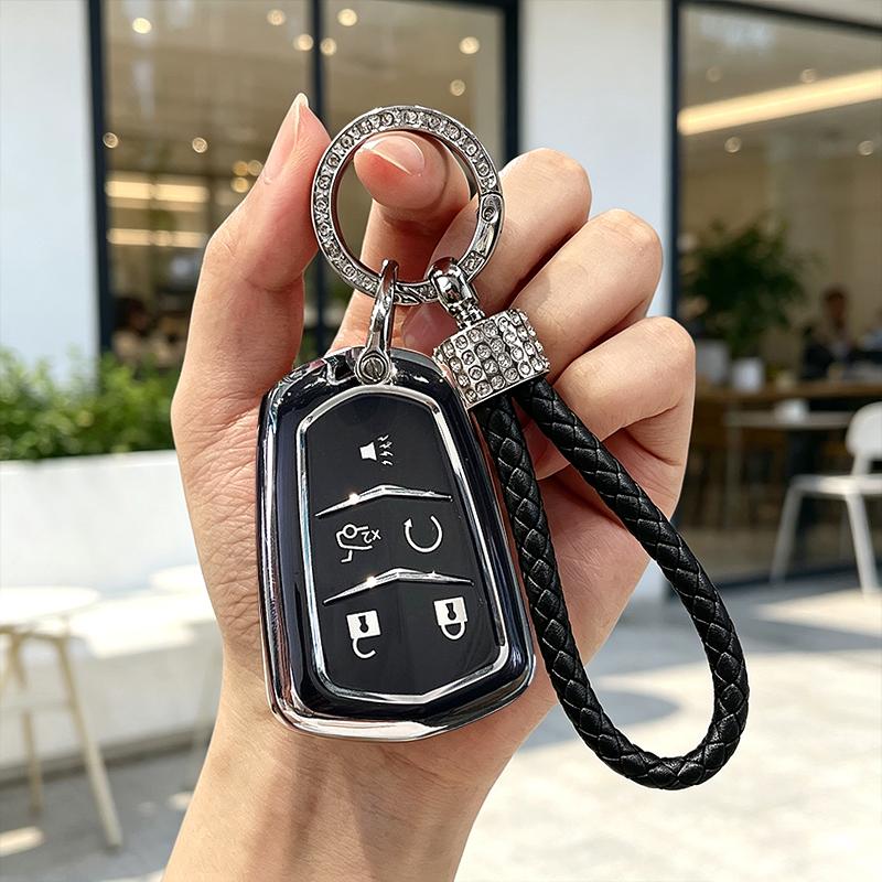Auto Shell For Cadillac Xt5 Escalade Esv Srx Sts Xts Elr Ats Ct6 Cts Dts Tpu Car Key Case Cover Remote Keyless Holder Keychain