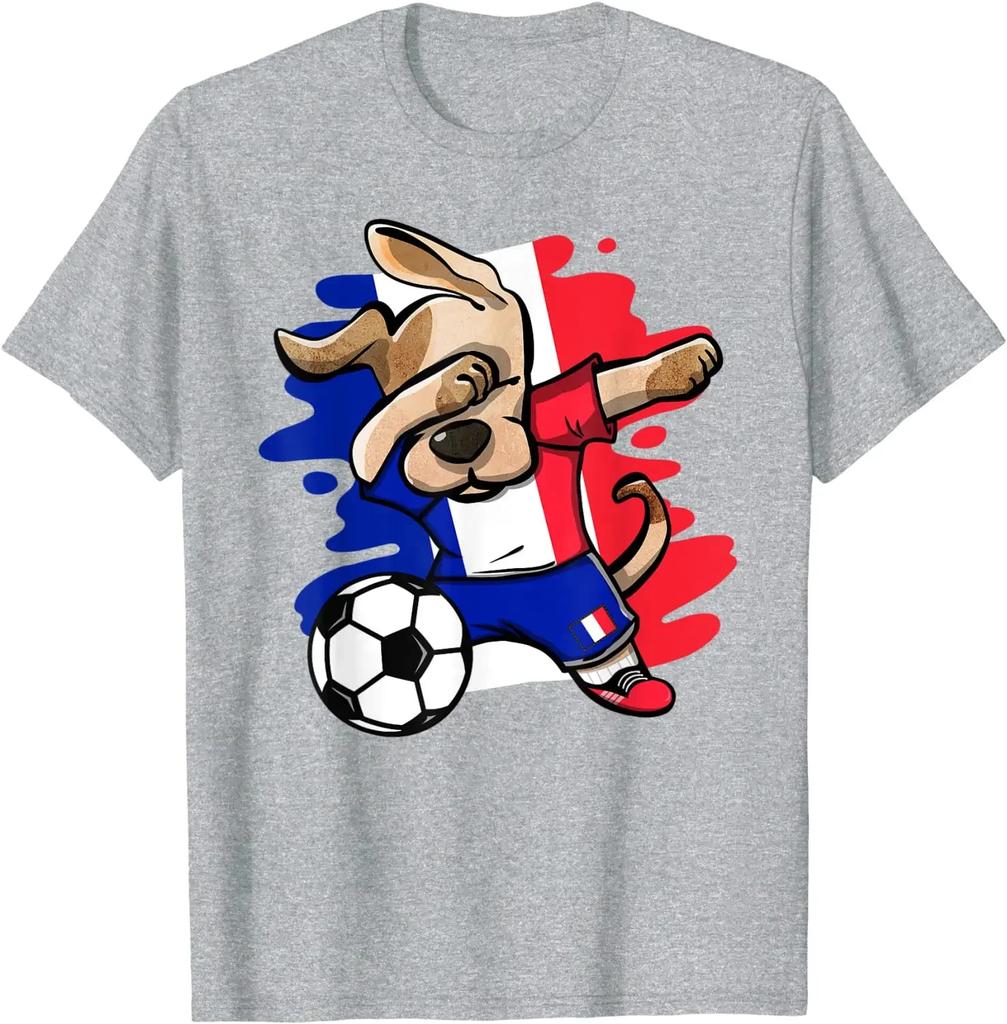 Dabbing Dog France Soccer Fans French Flag Football Men TShirt Short Casual 100 COTTON ONeck T Shirts
