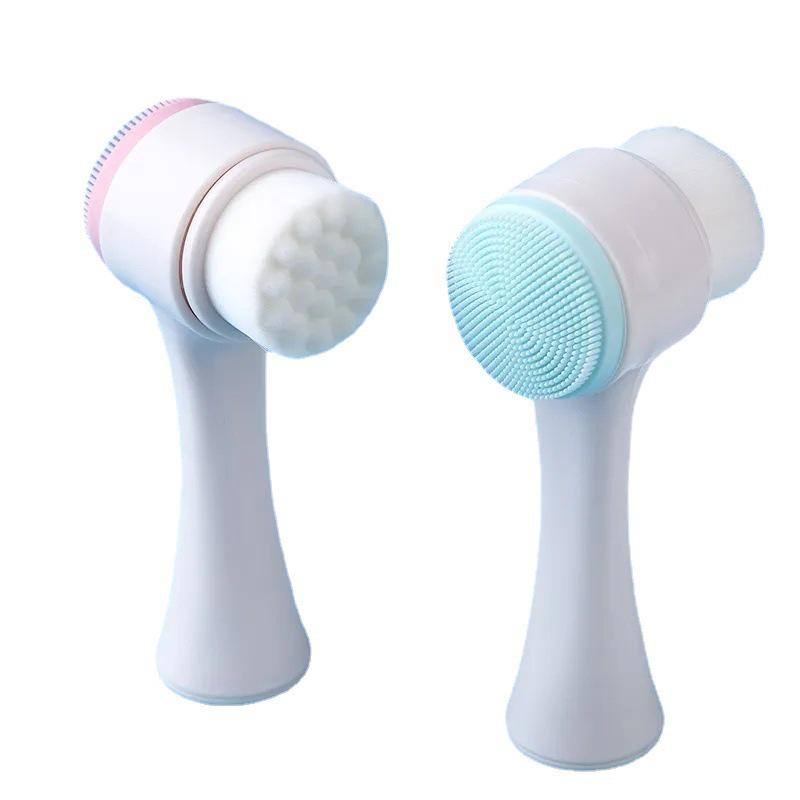 Double-Sided Silicone Face Wash Brush with Soft Bristles