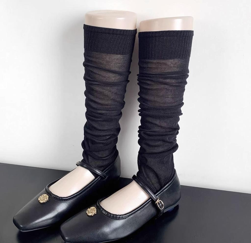 Miu Zehenfreie Socken, Ballett-Wadensocken, Sommerliche Dünne Weiße Tritt-Beinlinge, Stapelsocken, Damen Japanische JK Unifarben