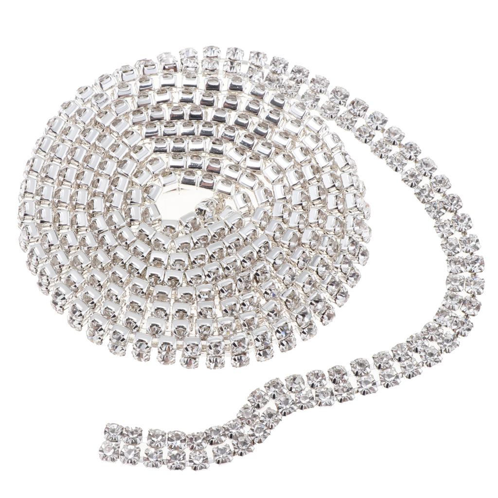 Cheap 2Row Crystal Rhinestone Close Chain DIY Diamond Mesh Ribbon 1 ...
