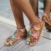 2025 Summer Women Sandals Sweet Boho Bow Decoration Sandals Leather Flat Sandals Plus Size Women Beach Holiday Shoes Zapatos