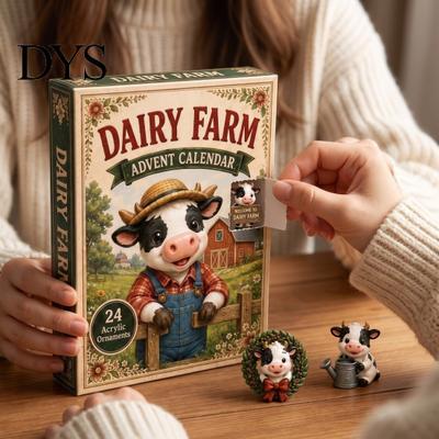 Dekorative Figuren für den Kaminsims Schottische Hochlandkuh Adventskalender 2026, Weihnachtszählung mit 24 Acryl 2D Sammler-Miniaturen Feiertags-Mini-Figur,