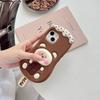 Kawaii 3D Cartoon Chocolate Ice Cream Bear Phone Case For iPhone 16 15 14 13 12 Pro Max 11 Cute Soft Silicone Back Cover