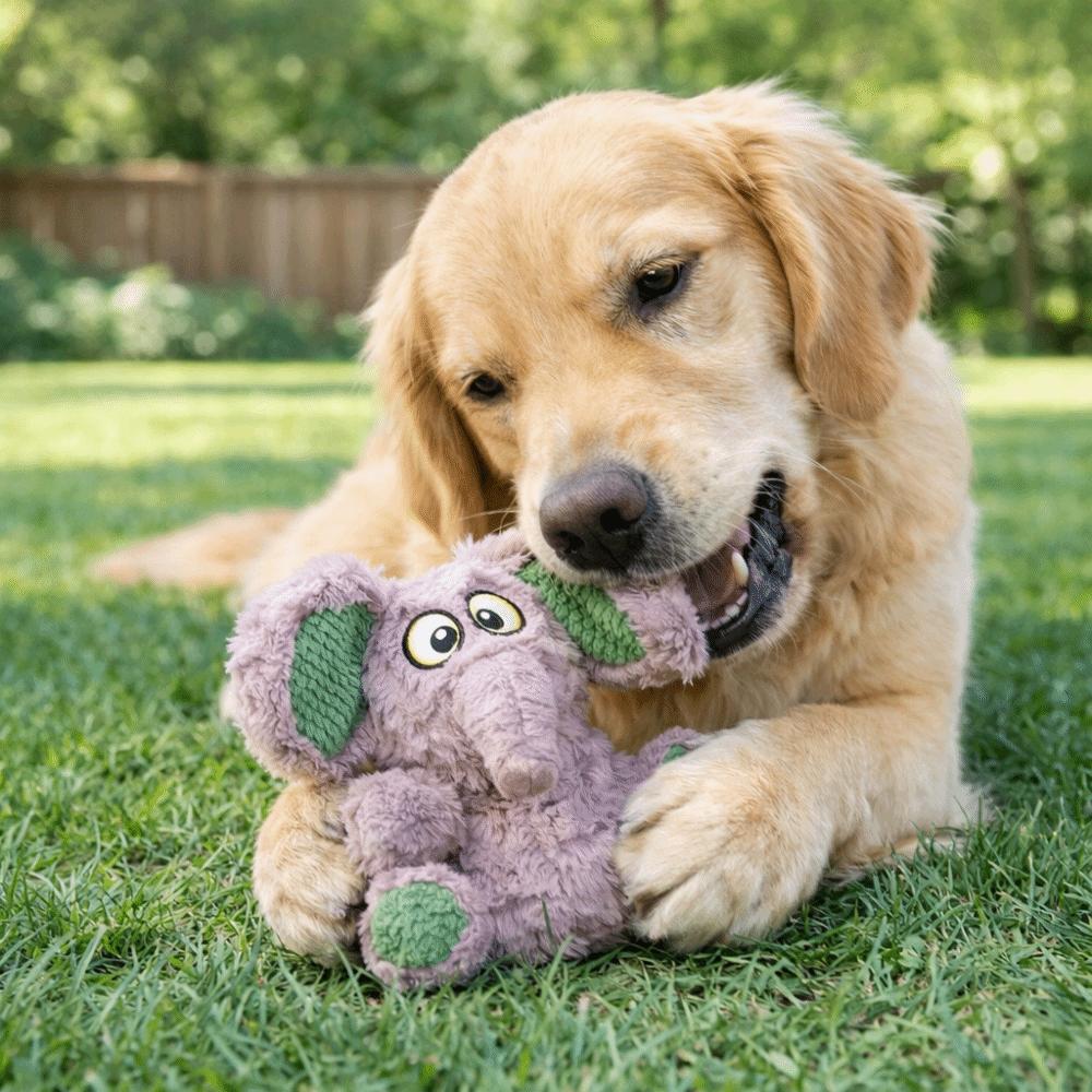 Bite Resistant Squeaky Plush Dog Doll Cartoon Dog Molar Toy Interactive Dog Toy  Aggressive Chewers