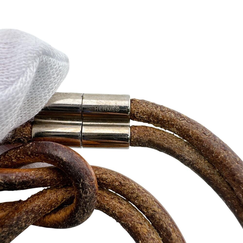 Hermes Leather Herculed Bracelet Brown Leather Used