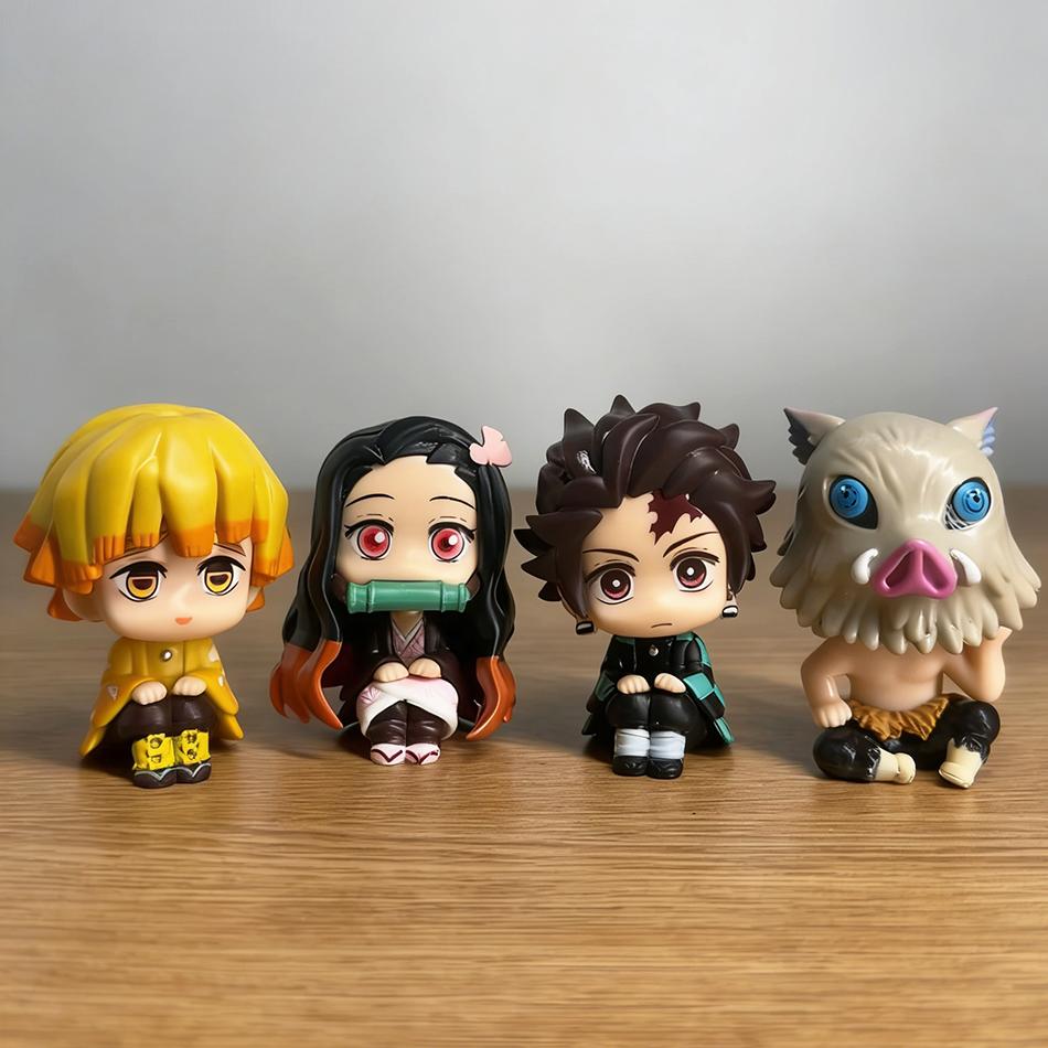 8 Stück/Set Anime Demon Slayer Nezuko Tanjirou Zenitsu Inosuke Mini-Figur Kawaii Actionfigur PVC-Modell Sammlerpuppen Spielzeug