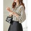Camicetta Demana Retro Francese a Pois con Scollo a Dolcevita