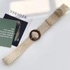 Round Buckle Waist Belt Straw Braided Belt Retro Woven Waistband  for Holiday
