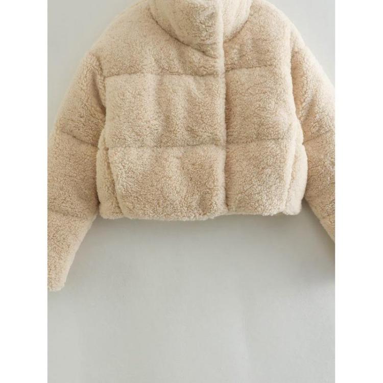 Women's Fashion Casual Loose Stand Collar Solid Color Thickened Warm Coat Jacket