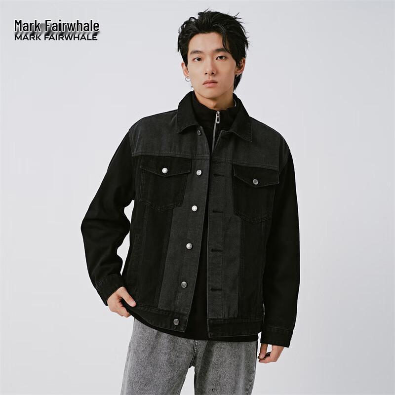

Mark Fairwhale Men s Color Block Fall/Winter Loose Denim Jacket M