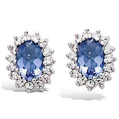 [L0787] - Silver 'Sissi' Silver Tanzanite Earrings (rhodium-plated) - 9x7 Mm