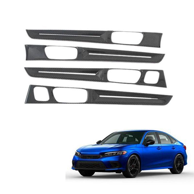 Car Carbon Fiber Inner Door Panels Strip Decoration Cover Trim Car Interior Door Trim For Honda Civic 11Th Generation -