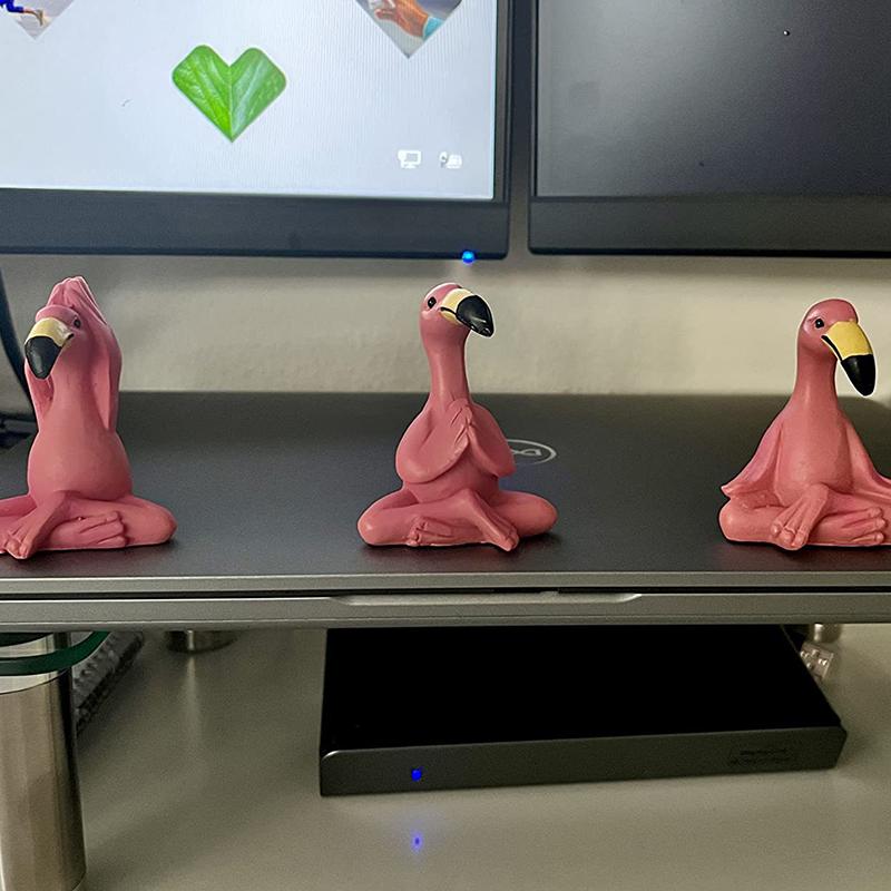 3Pcs Flamingo Decorative Figures Miniature Garden Decoration Outdoor  Whimsical Pink Flamingo Fairy Garden Lawn Statues