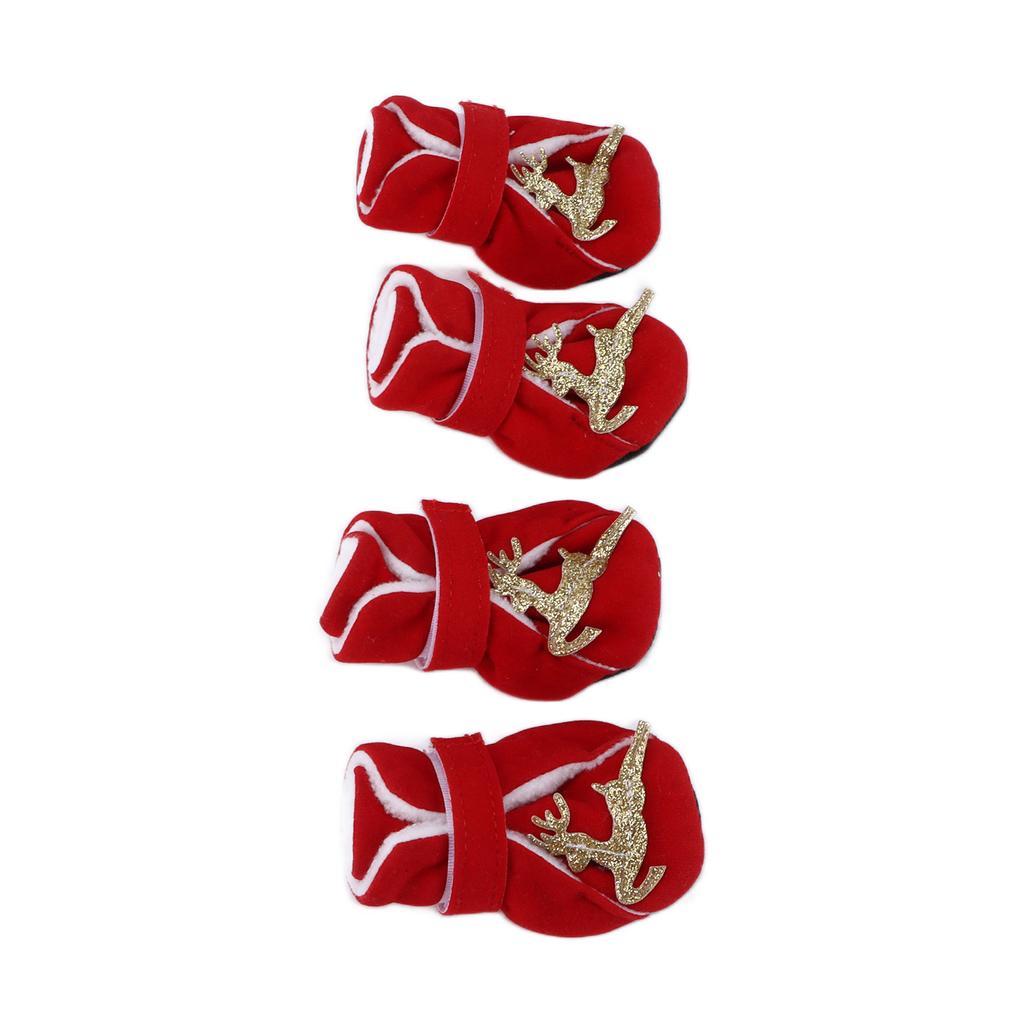 4 Pares de Sapatos Quentes para Cães Fofos Confortáveis Quentes Botas de Inverno para Cães de Porte Pequeno e Médio