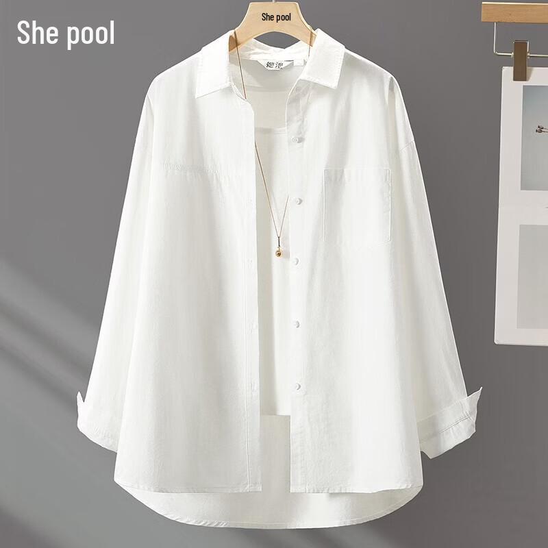 Shechi Classic White Lapel Long Sleeve Shirt M