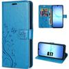 Protective Case - BOOLING - Samsung Galaxy A17 4G/5G - Blue Synthetic Leather Butterfly Pattern