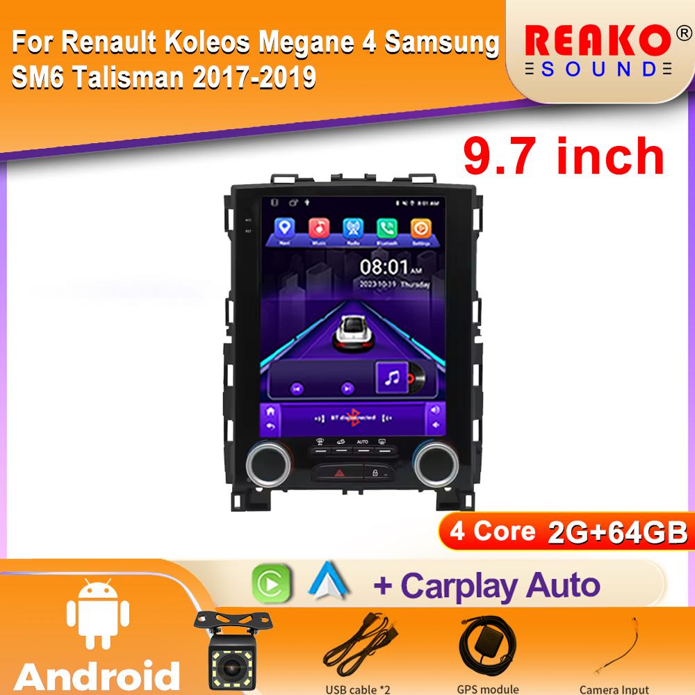

Для Renault Koleos Megane 4 Samsung SM6 Talisman 2017-2019 Автомобильный радиоприемник GPS-навигатор Мультимедийный проигрыватель Android Auto 2din DVD 4 core 2GB+64GB carplay