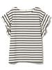 Beams Heart Tee with Tucked Sleeves and Striped Striped Off One Size S/S Pullover, Women's, White,
