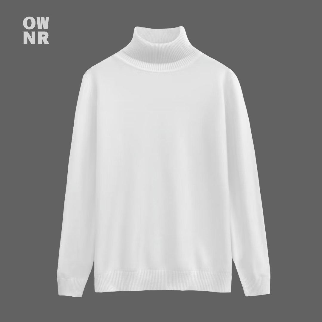 Men s Korean Style Slim Fit Black Knit Sweater - High Neck Autumn/Winter Base Layer 2XL