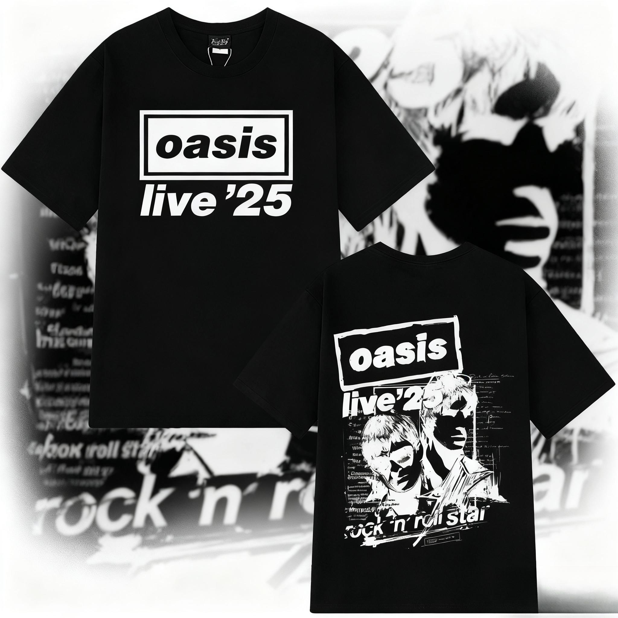 

2025 Summer OASIS Live Tour Vintage T-shirt Men Woman 100% Pure Cotton Printed T-shirt Loose Breathable T Shirts Fans Gift Y2k 4XL