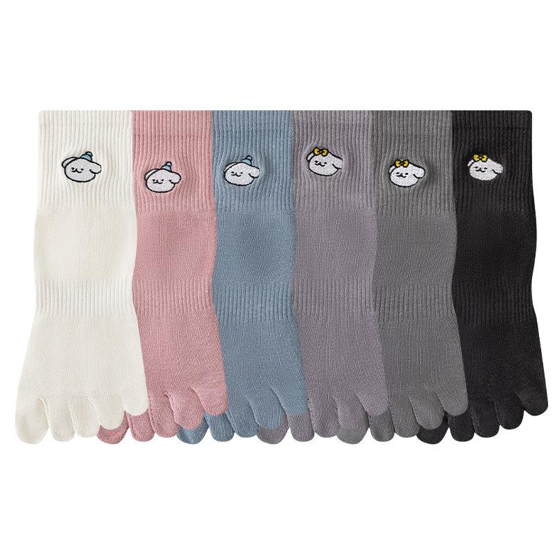 Spring and Autumn Five-fingered Socks with Granular Glue On The Soles of The Feet, Sweat-absorbing and Anti-slip Toe Socks, Boneless Yoga Socks
