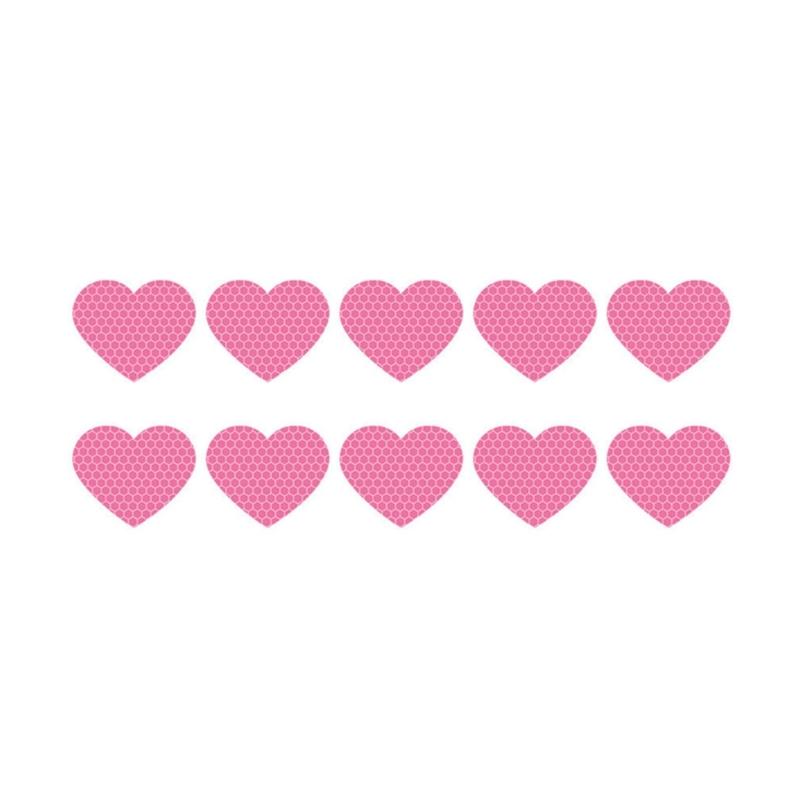 Heart Shaped Reflective Motorcycle Stickers 10PCS Flexible Decals Easy Application Removable Adhesive For Vehicle Surfac