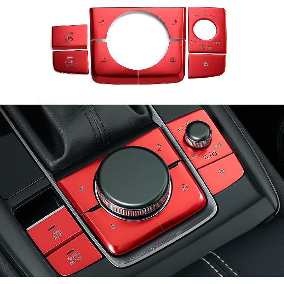 

8 шт. Совместимо с Mazda 3 CX-30 CX-50 2025 2024 2023 2022 2021 2020 Аксессуары Чехол на центральную консоль автомобиля Панель переключения передач Кнопка ручки переключения передач Mazda 3 CX30 2020-2025/ C красный