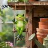 Creative Garden Gift for Her Swing Frog Statue, Resin Hanging Ornament, Whimsical Statue Cute Figurine Front Porch Yard Balcony Decoration Realistic