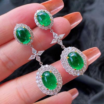Trendy Celebrity-Inspired Green Chalcedony Long Earrings for Women