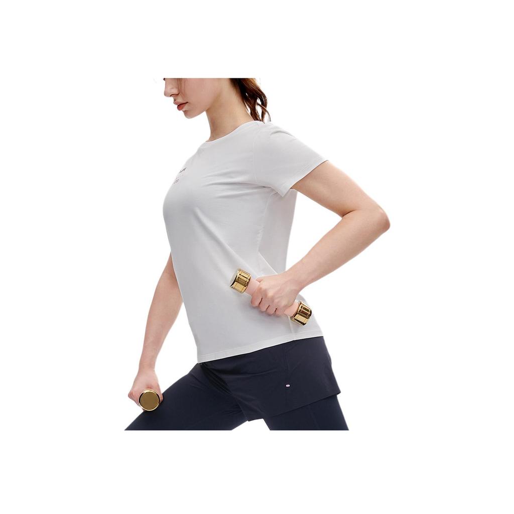 Fila Athletics Sorona Fashion Solid Color Casual Sports Round Neck High Elastic Short Sleeve T-Shirt Women T-Shirts White A11W221110FWT