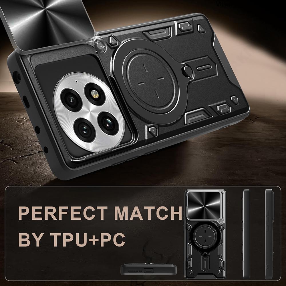 Schiebeobjektiv Push-Fenster Armor Funda für Oneplus 13 5G Hülle für Oneplus 13 5G Hülle Magnetischer Drehring Ständer Halter Abdeckung