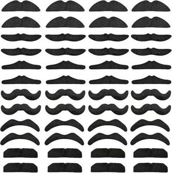 Multi-style Black Adhesive Fake Beard - Festival Party Costume Prop with Realistic Small Beard and Double-sided Tape