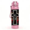 1PC Plaid Cross Religious Print 750ml Color Plastic Sports Water Bottle Leakproof Flip Straw Lid Suitable for Sports Office Home Use