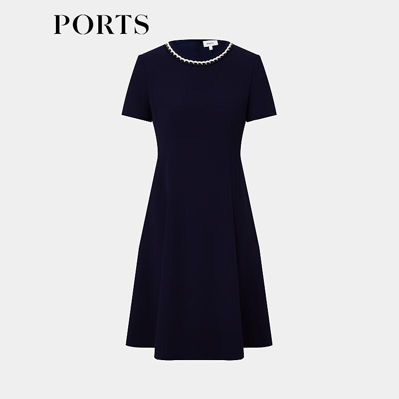 PORTS Women's Navy Blue Round Neck Knit Dress