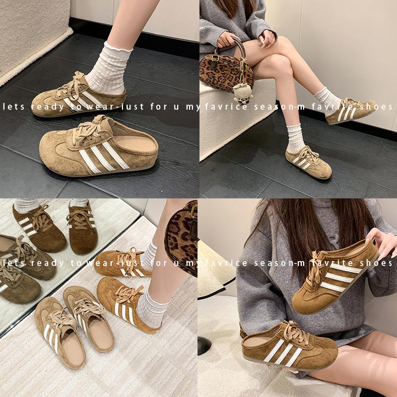 Baotou Half Slippers Women's Outer Wear 2025 Autumn New Retro German Training Shoes Comfortable Women's Thick Soles Without Heels Lazy Shoes