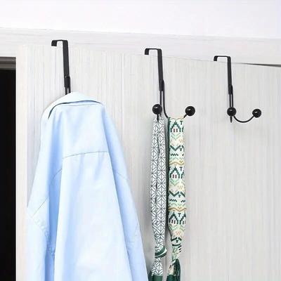 1pc  Iron Simple Door Hooks, Nail-free Wardrobe Door Hooks, Metal Craft Coat Multi-functional Double-headed Hooks