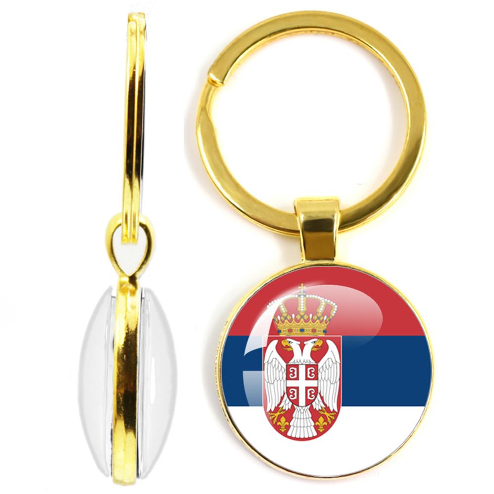 National Flag Double-Sided Keychain Korea, Serbia, Russia, Slovenia, Argentina, The United States,Turkey, Spain,Dominica Keyring