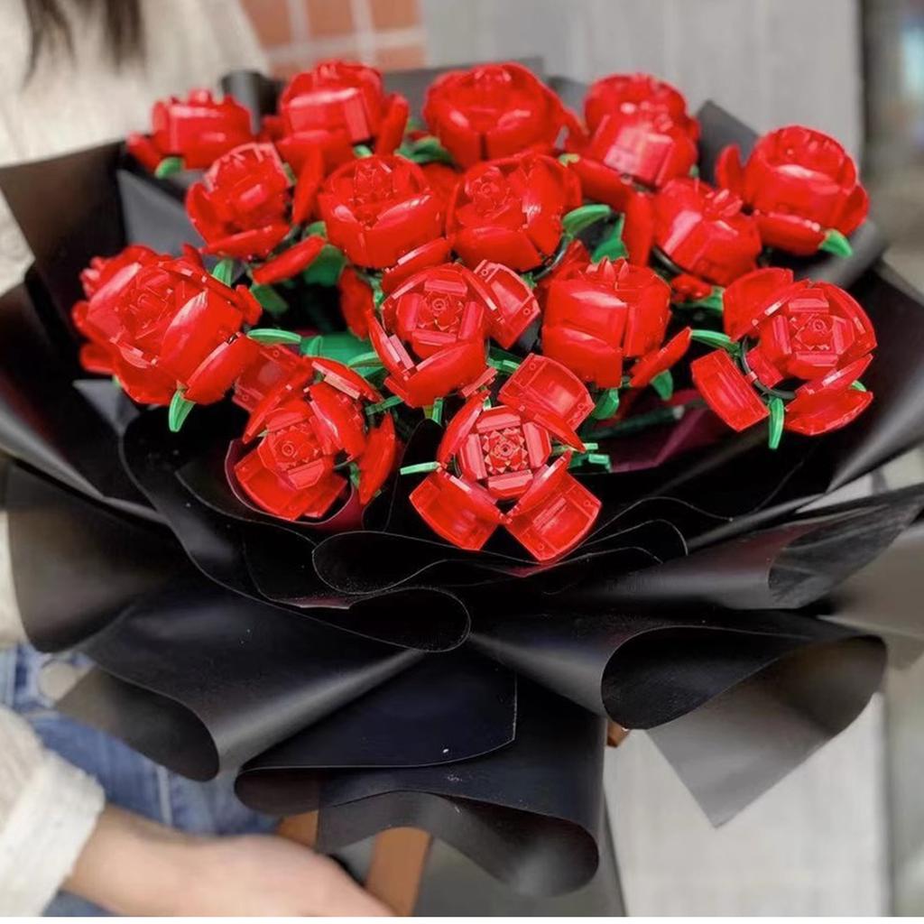 Baustein Rose Pädagogisch Lebensecht Schön Baustein Blume Spielzeug für Mädchen Geburtstagsgeschenke Rot