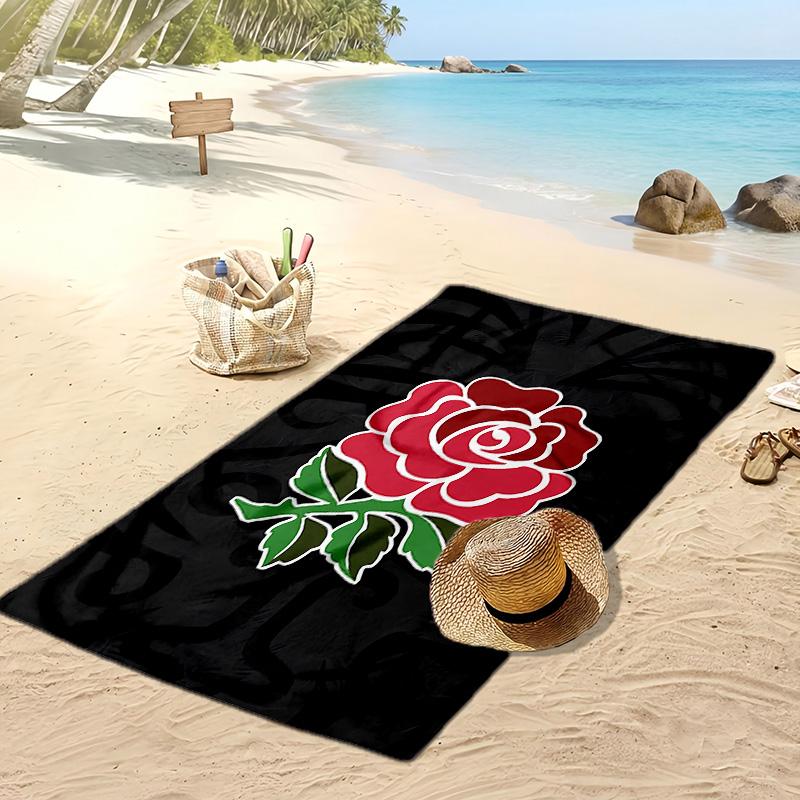 England Rugby Printed Beach Towel Quick Dry Soft TowelPortable Large Rectangular Beach Blanket for Travel Swimming Pool