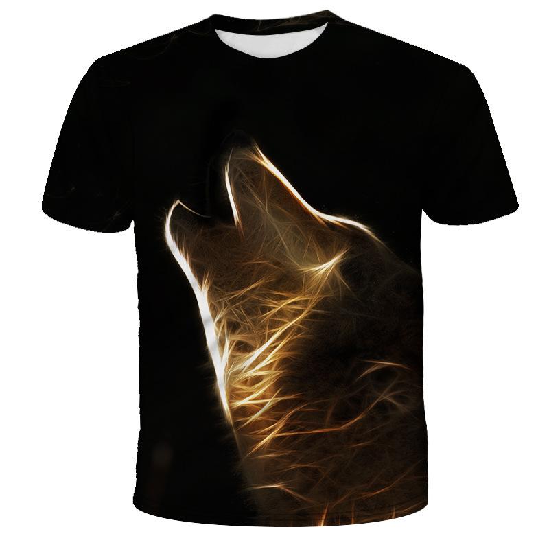 Summer 3D Digital Printed T-shirt Men's Casual Wolf Pattern Loose and Trendy Casual Round Neck Short Sleeved Top T-Shirts Men’s