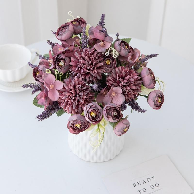 Ins Simulation Rose Wedding Hand Bouquet Wedding Photography Props Hand Notes Fake Flowers Home Decoration Simulation Silk Flowers