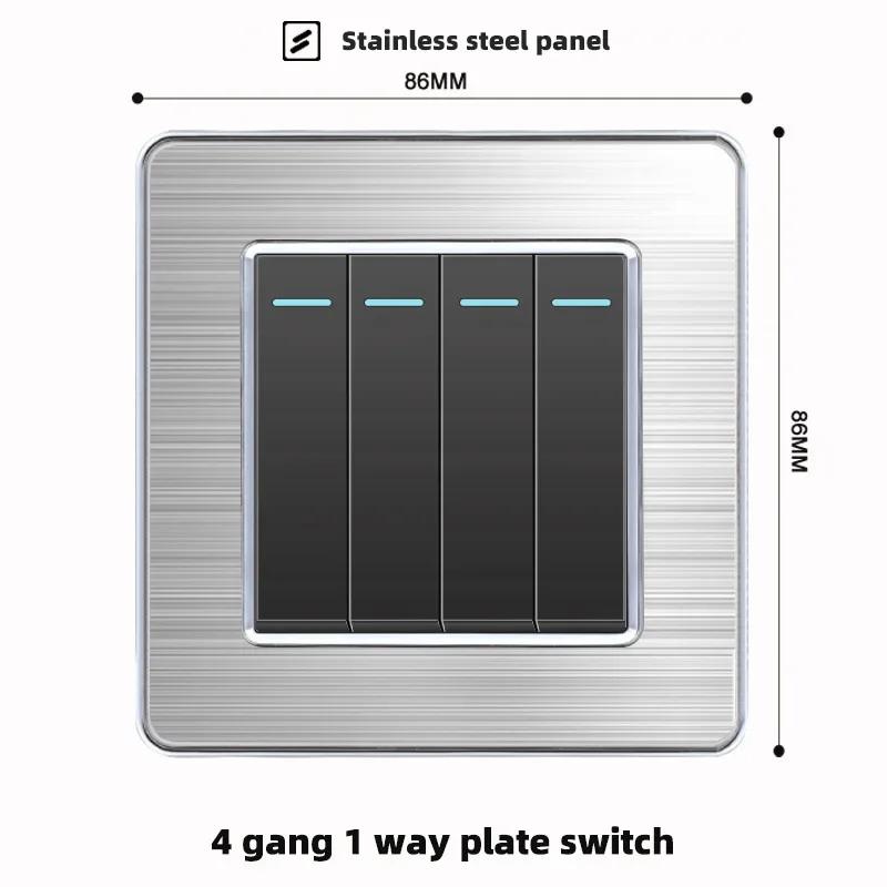 luxury Brushed Stainless Steel Wall Light Switch,Universal 5pin 18W Type-C Quick charging outlet,UK Standard Dual USB Socket